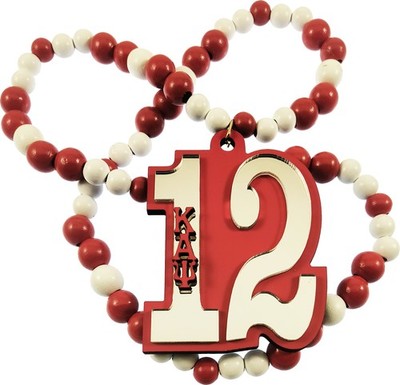Kappa Alpha Psi Wood Color Bead Tiki Line #12 Medallion [Red/White - 4''T]