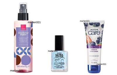 AVON Beauty Set Eau de Cologne Blueberry Party, Handcreme Berry Fusion Nagellack