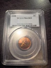 1938 PROOF Lincoln Cent PCGS PF63RD. Holder Is Scratched.