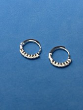 925 Sterling Silver Small Hoop Earrings Cubic Zirconia Cartilage Earring...