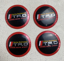 TRD Dop Set Wheel Center Cap Toyota Motor Sport Black Red Logo Insignia Decal542