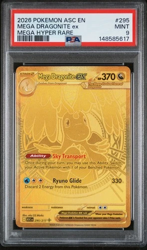 2026 POKEMON ASC EN-ASCENDED HEROES MEGA HYPER RARE #295 MEGA DRAGONITE EX PSA 9