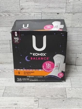 U by Kotex Balance Ultra Thin Pads with Wings, Overnight Absorbency, 38 Count