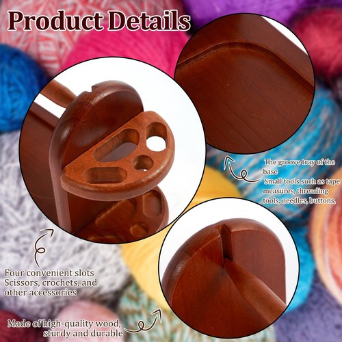 Wooden Yarn Ball Holder for Knitting Crochet, Yarn Rack Stand with Slots, Hor... - Picture 5 of 7