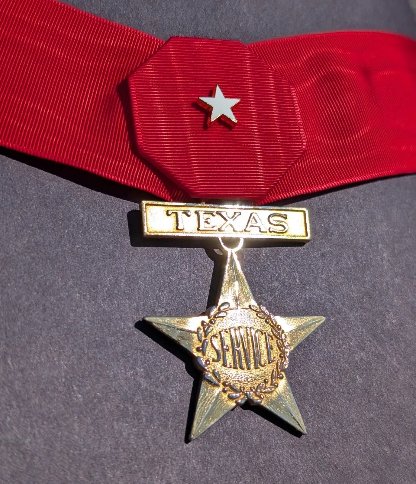 Lone Star Distinguished Service Medal - REFURBISHED w/24k Gold Plating and Moiré Ribbon