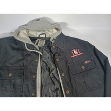 Genuine Dickies Mens Black Canvas Hooded Work Jacket Quilted Lining Coat Large L