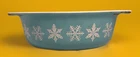 Vintage Pyrex Turquoise White Snowflake 1 1/2 Qt. Oval Casserole #043 NO LID
