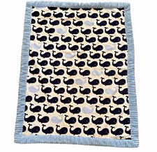 HTF Koala Baby Navy White And Blue Whale Print Pattern Velour Sherpa Blanket 39