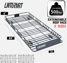 84'' Roof Rack 500LBS w/Extension Cargo SUV Top Luggage Carrier Basket Holder