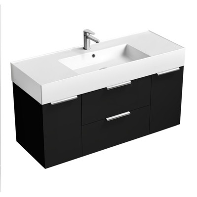 Nameeks Derin-4818-W-C Derin 48'' Wall Mounted Single Basin Vanity - Black