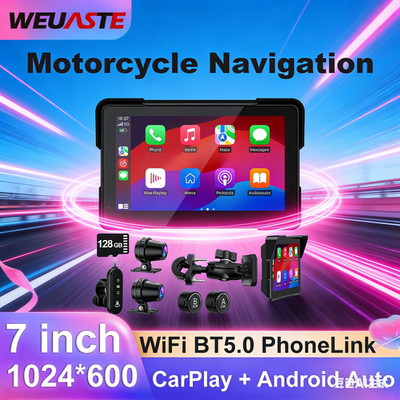 2026 New 7'' Motorcycle GPS Navigator Touch Screen Motorbike Carplay Navigation