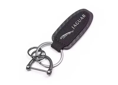 Small Jaguar I-Pace F-Pace XE XF XJ SVR Black Suede Carbon Fibre Key Ring Chain
