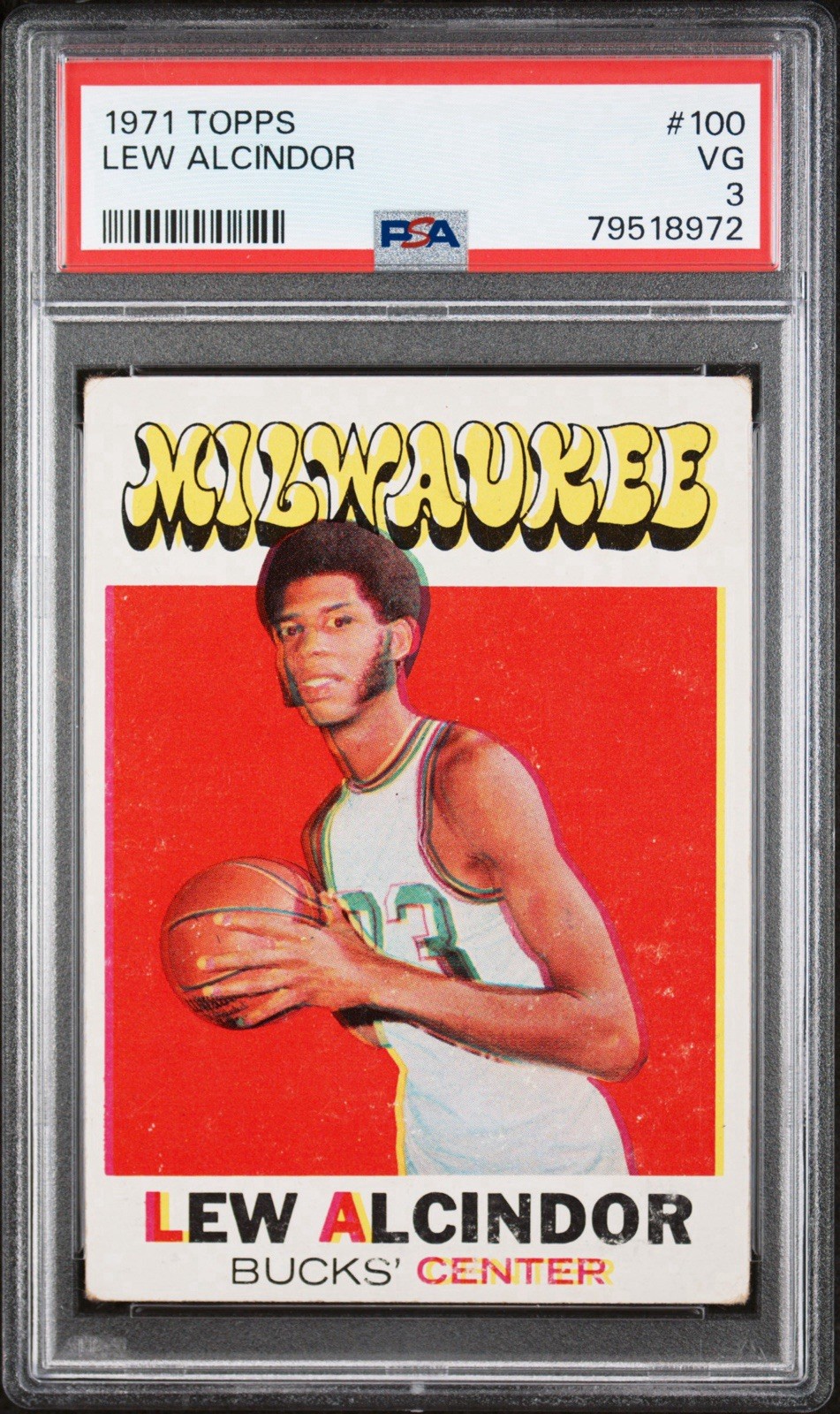 1971 Topps Lew Alcindor / Kareem Abdul-Jabbar #100 PSA 3