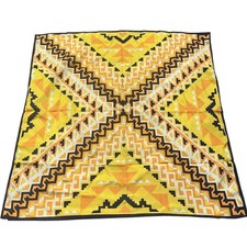Vintage Glentex Scarf Yellow Geometric Print Nylon 22.75" Square Made In Japan