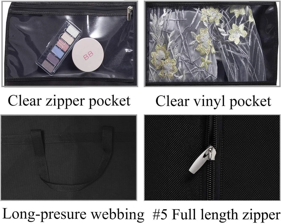 Bolsas de ropa de vestir de 54" triple pliegue para cubierta de traje reforzada de viaje con 2 grandes... Foto 4 de 4