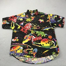 VINTAGE Jams World Shirt Mens Medium Planet Hollywood Rayon Party Camp 90s