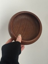 Vintage Small Danish Solid Teak Wood Hand Carved Trinket Bowl