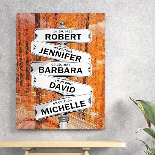 Personalized Canvas Name Sign Autumn Family Sign for Home Decor Names And Date - Image 3 of 4