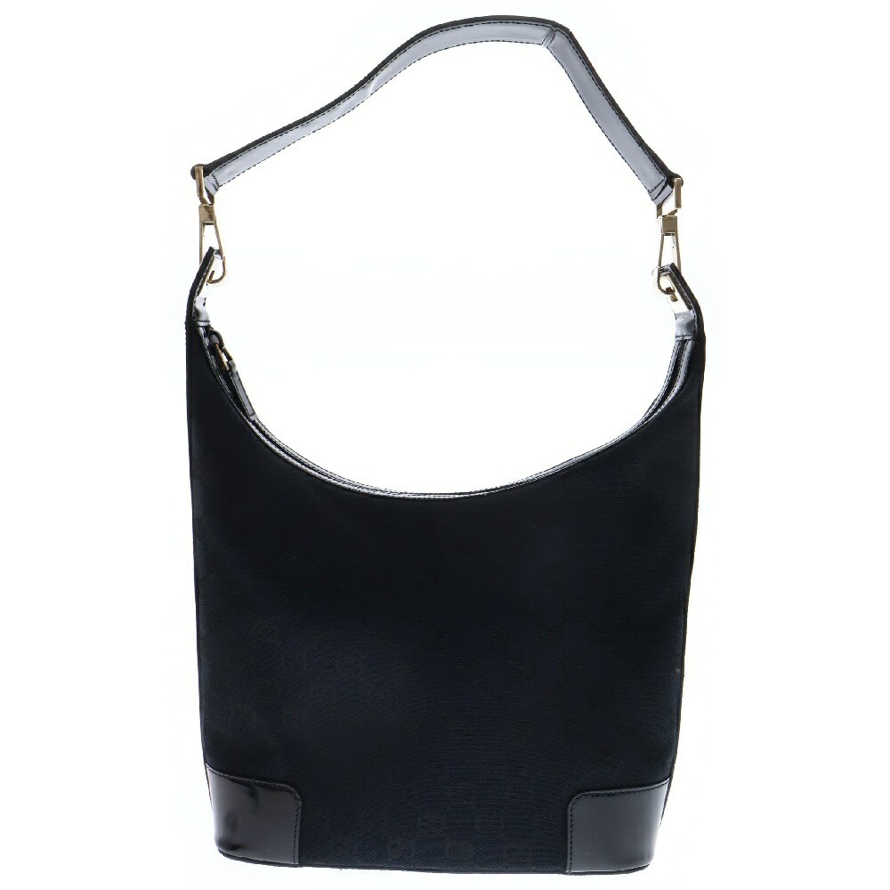 Gucci GG Canvas Black Patent One Shoulder Bag Used Condition A