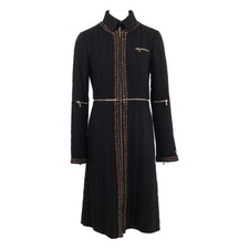 CHANEL 2010 model P38723W04519 Black Wool Silk Tweet 2-Way Zip-Up Long coat 36