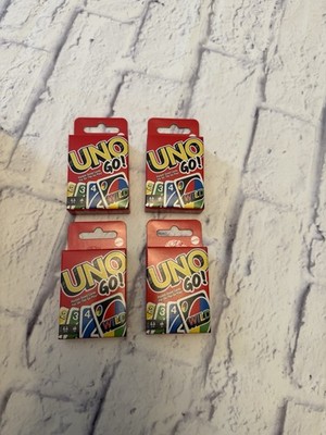 Uno GO Mini Card Game - 4 PACK,  Pocket Sized for Travel or Gifts - NEW