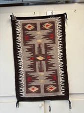 VINTAGE NATIVE AMERICAN NAVAJO WOVEN WOOL RUG TAOS PUEBLO 37X24" EXCELLENT (E)
