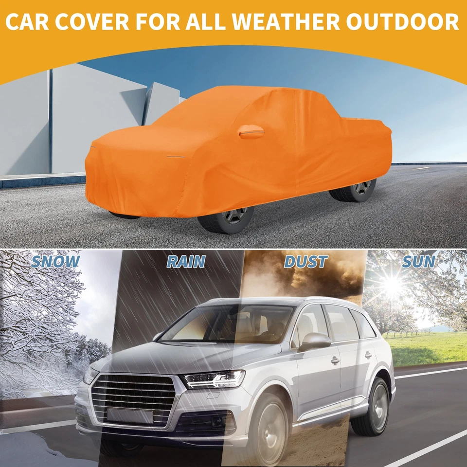 Car Cover All Weather for Ford F-150 Orange Cotton with Left Zippers - Image 2 of 4