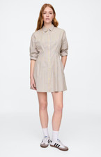 NWT GAP $59.99 Women's Stripe Poplin Mini Shirtdress, Neutral stripe, Sz XS