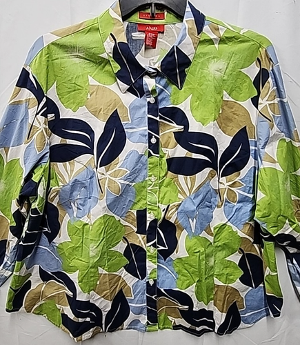 Camisa Floral Elastizada A Line Mujer Manga Larga Botón Delantero Talla 24W ¡USADA EN EXCELENTE ESTADO!! - Imagen 2 de 4