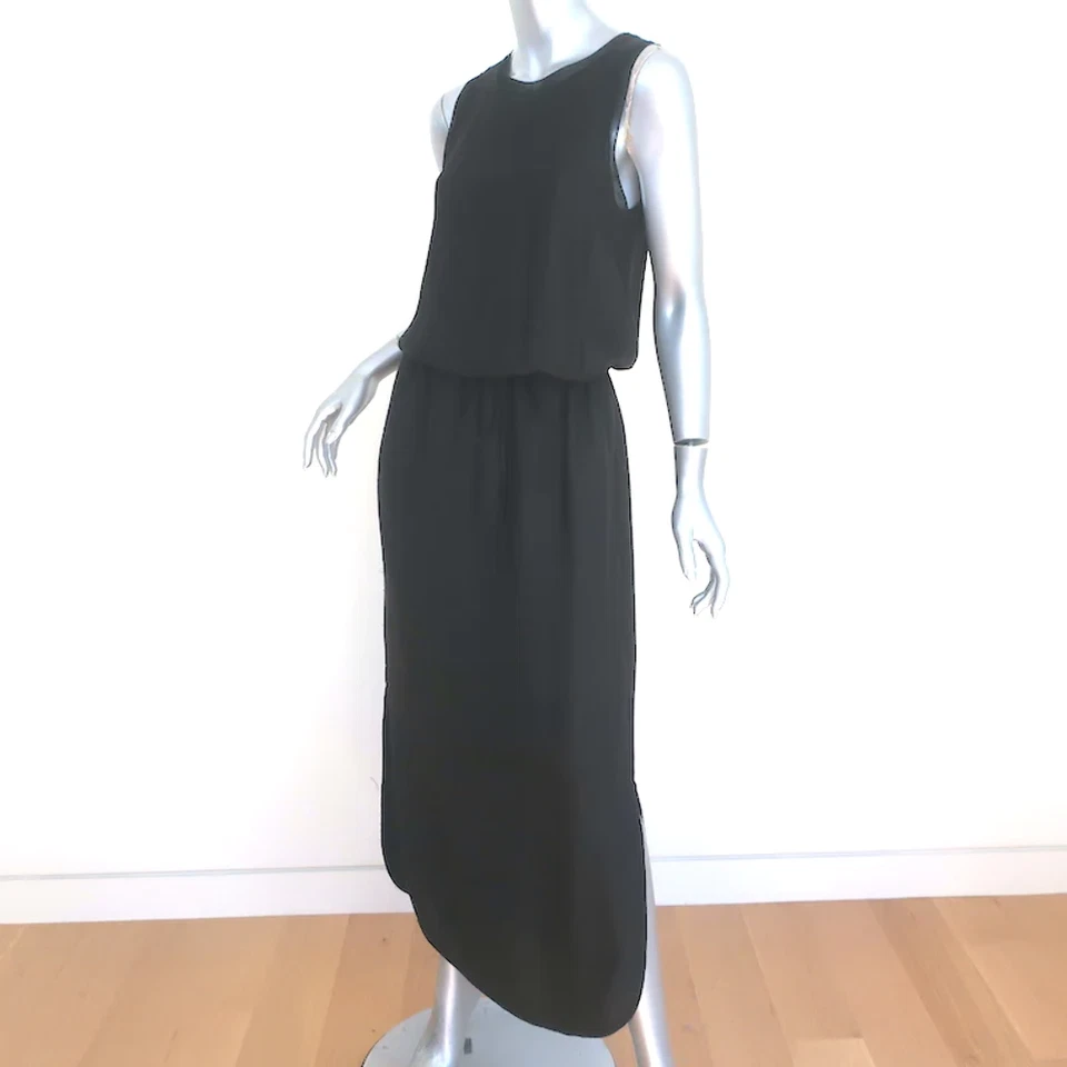Vestido maxi Vince blusa sem mangas preto seda jacquard tamanho pequeno - Imagem 3 de 4