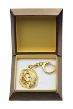 Cane da pastore del Caucaso - Portachiavi dorato con cane in confezione regalo, 