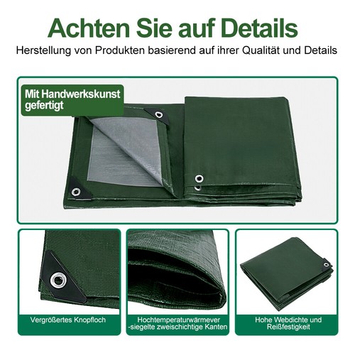 PVC LKW Abdeckplane Schutzplane 200g/m² Gewebeplane mit Ösen wasserdicht Grün - Bild 13 von 22