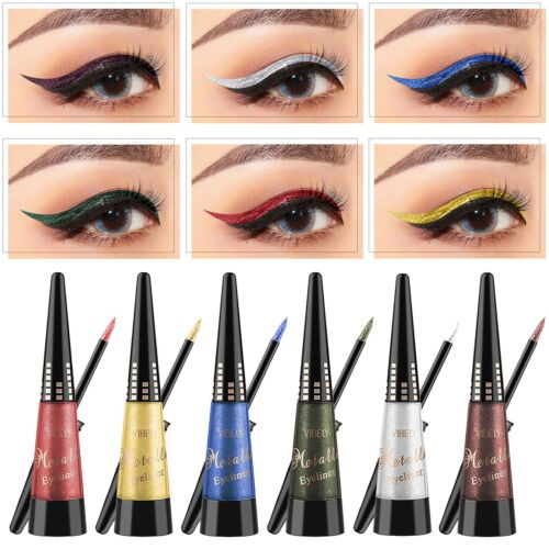 6-Color Glitter Liquid Eyeliner Waterproof Long Lasting Liquid Eyeliner Pen 10ml