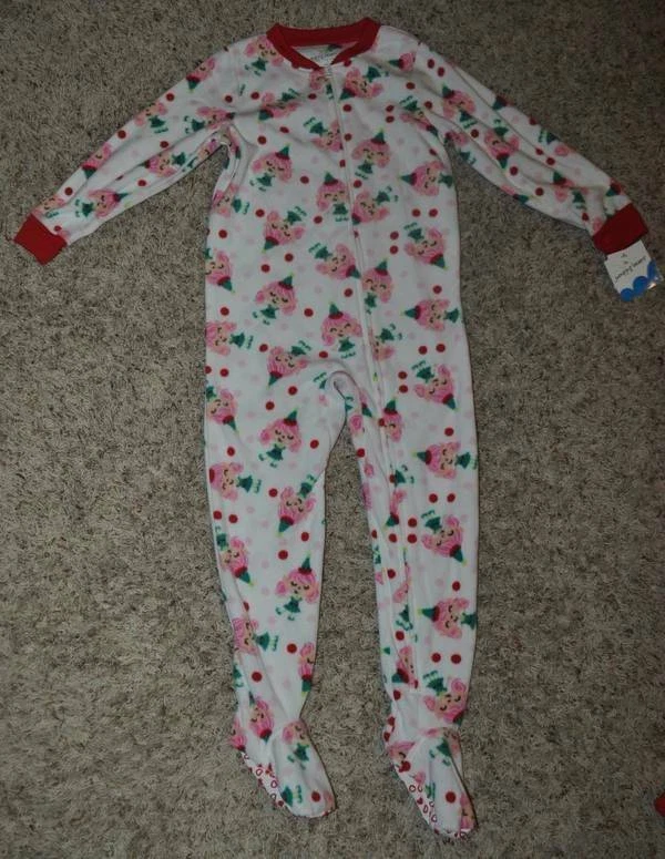 Pijama para niñas Navidad jumpolines niña elfo blanco 1 pieza patas polar talla 4 Foto 2 de 4