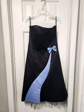 Vtg Jessica McClintock Gunne Sax Formal Dress Gown Strapless Black Blue Sz 11/12