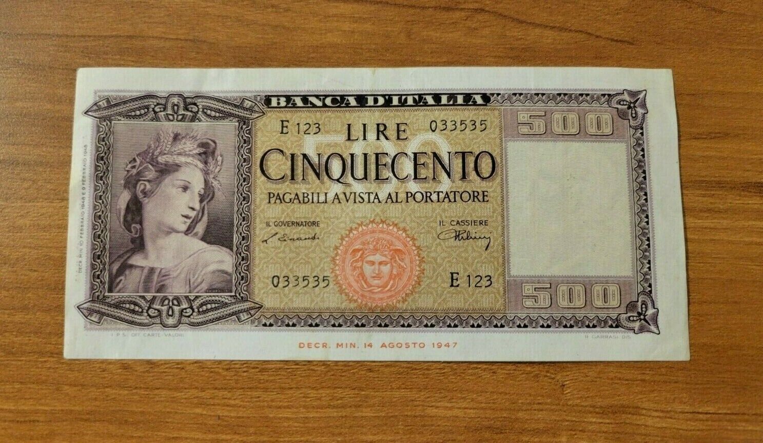 Italy 1947 500 Lire bank note P83