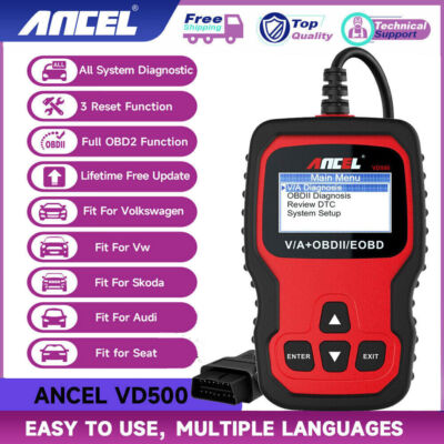 ANCEL VD500 OBD2 Scanner All System Code Reader Oil EPB TPS Reset For Audi/VW