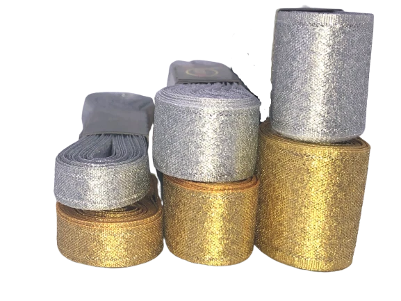 Brokat/Lurex/Dekoband-Geschenkband-Schleifenband Gold&Silber Weihnachtsband