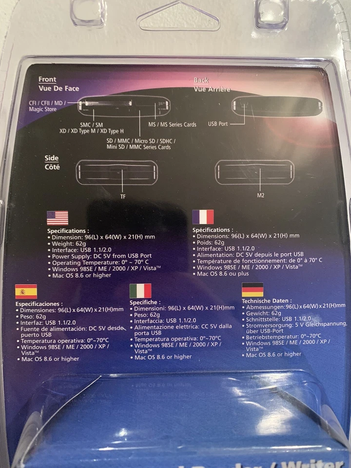 Ultra Black All-in-One Digital Card Reader / Writer USB 2.0 Windows Mac OS New - Image 4 of 4