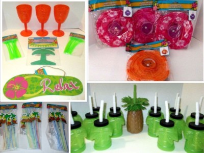Luau Tiki Bar Beach Party Supplies Cup Straw Lantern Swizzle Stick