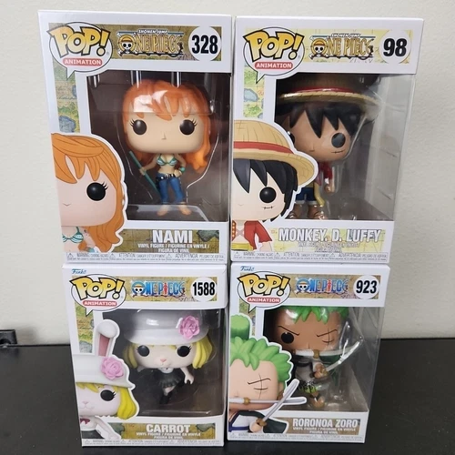 Lot of 4 One Piece Funko Pop Roronoa Zoro, Carrot, Nami Monkey D Luffy