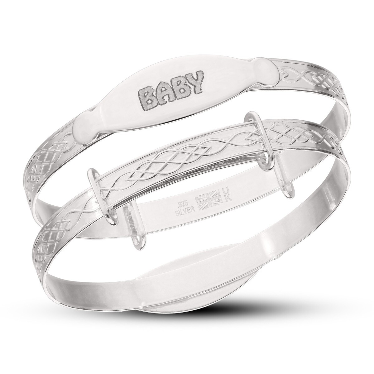 Children's Personalised ANY NAME Silver Bangle Baby Shower Baptism