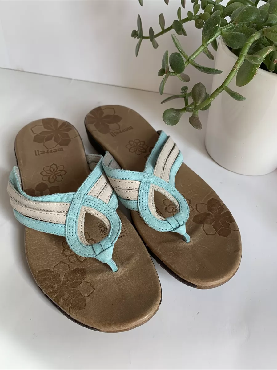 desillusion generelt synonymordbog Merrell Womens 8 Sandals Lidia Turquoise Pastel Leather Thong Flip Flops  Shoes | eBay