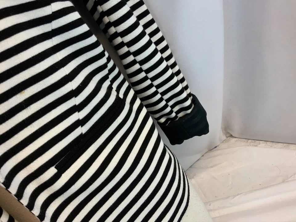 Blazer Topshop Talla 2 Negro Blanco Rayas Poli Elastizado Cintura Rumania YGI C0-317 Foto 4 de 4