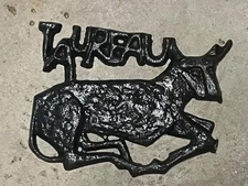 Mid-Century Modern Iron Wall Plaque Taureau Taurus  Bull Design