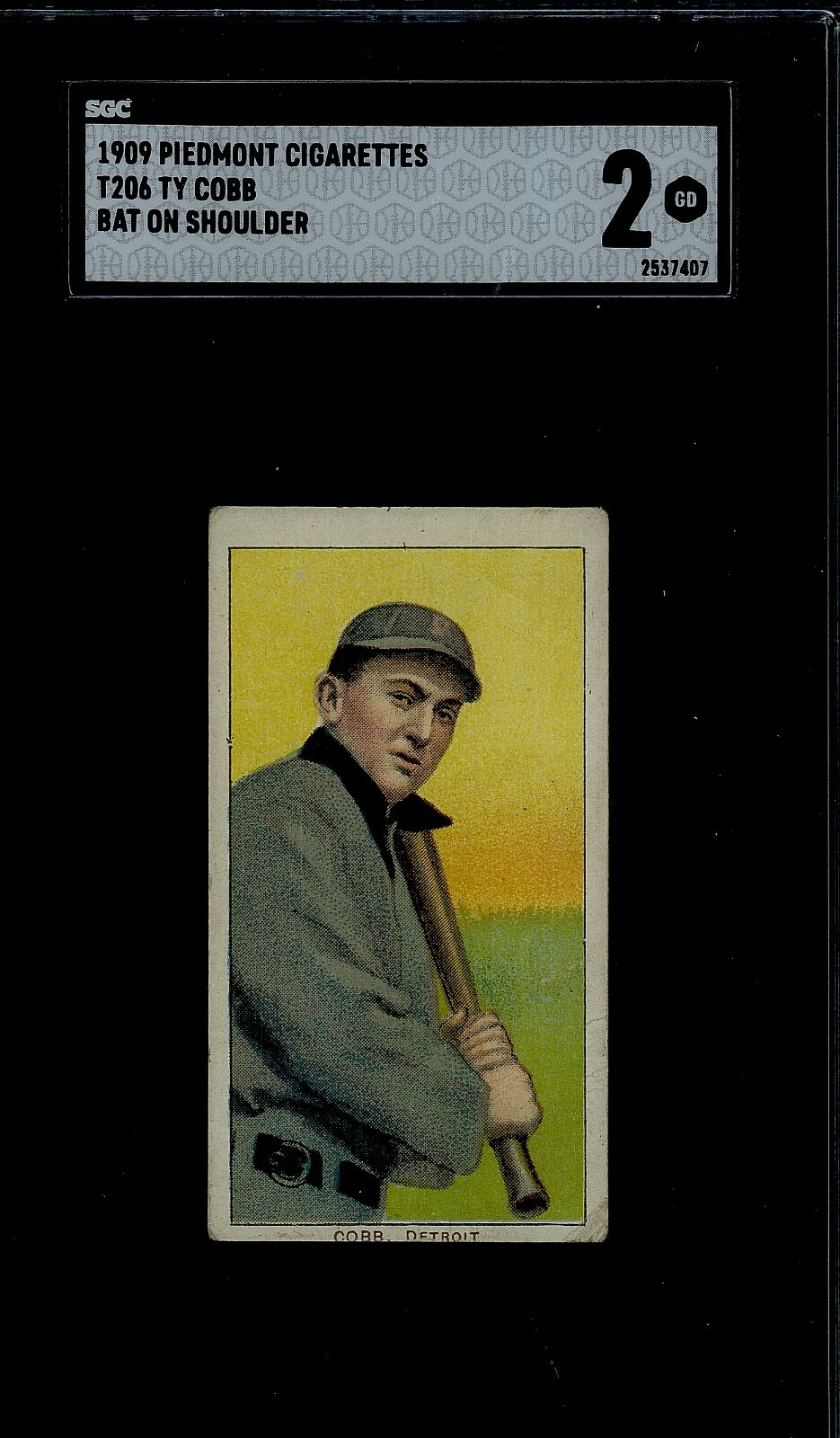 1909 T206 Ty Cobb bat on shoulder SGC 2+++ undergraded, great color