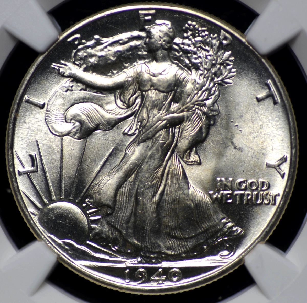 高鑑定　美品　 NGC-MS63 イギリス領ボルネオ　5セント　1940H MS 63 Graded 1940 Year Liberty Walking Half Dollars (1916-1947