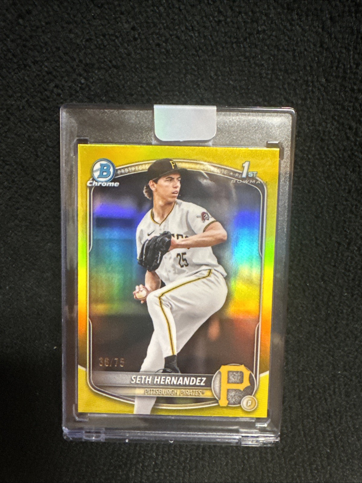 2025 Bowman Draft Seth Hernandez 1st Chrome YELLOW Refractor /75 Pirates