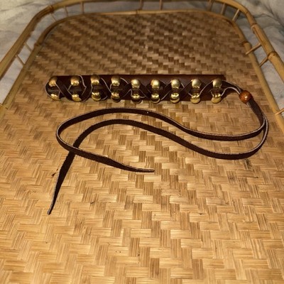 1  Lace-up Southwestern Biker Brown Brass Leather Hair Wrap Ponytail Cover
