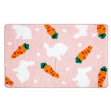 Easter Carrots Bunny Bathroom Rug 20x32 Inch Soft Tufted Bath Mat Pink Decor